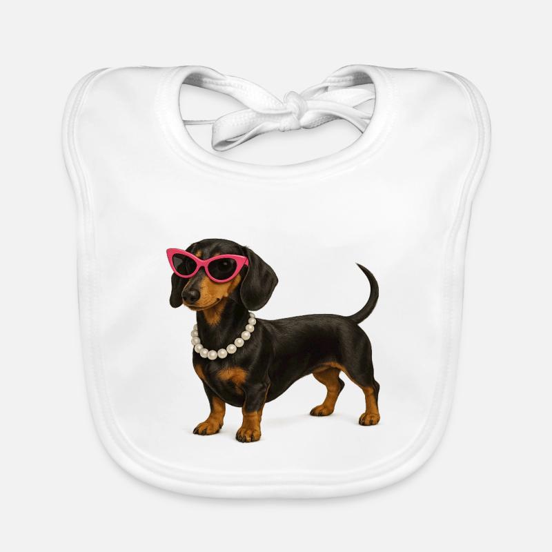 Lunettes de soleil roses Dachshund Diva Bavoir bio Bébé