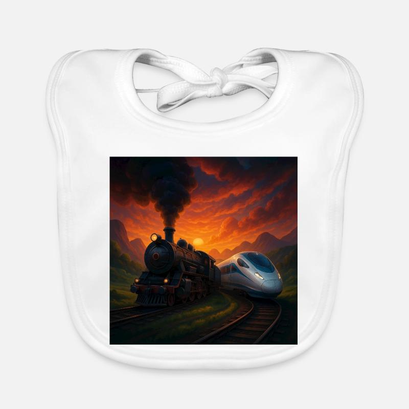 Steam Train vs Future Train Organic Baby Bibs