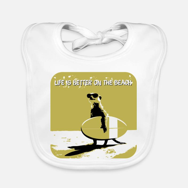cooles Erdmännchen mit Surfboard Baby Bio-Lätzchen