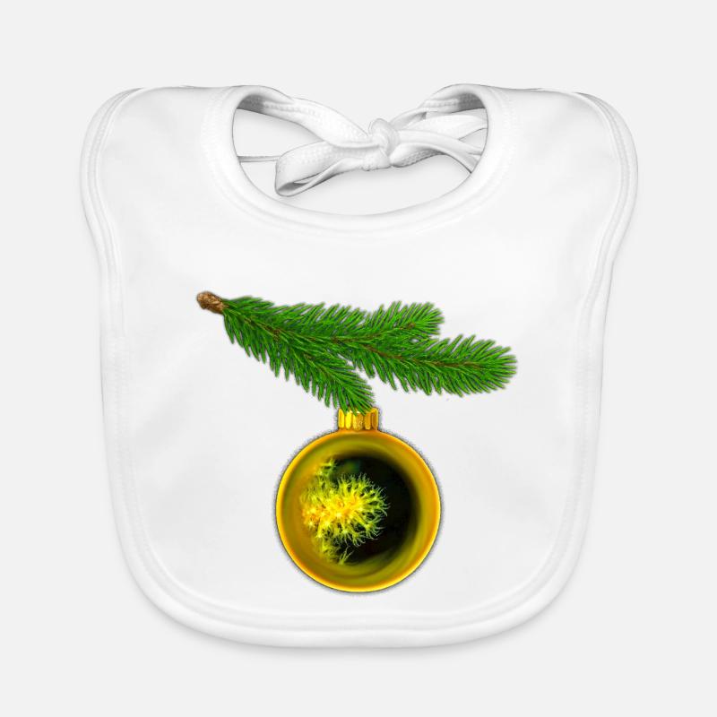 Weihnachtskugel mit Krustenanemonen am Tannenzweig Baby Bio-Lätzchen