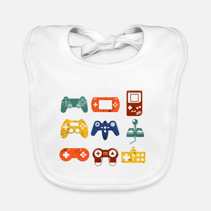Retro Game Console Organic Baby Bibs