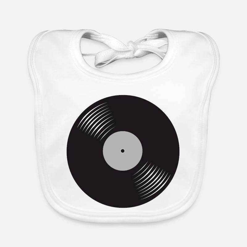 Stylized Black Vinyl Record Organic Baby Bibs