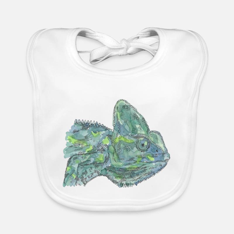 caméléon bleu turquoise Chamaeleon zeylandicus Bavoir bio Bébé
