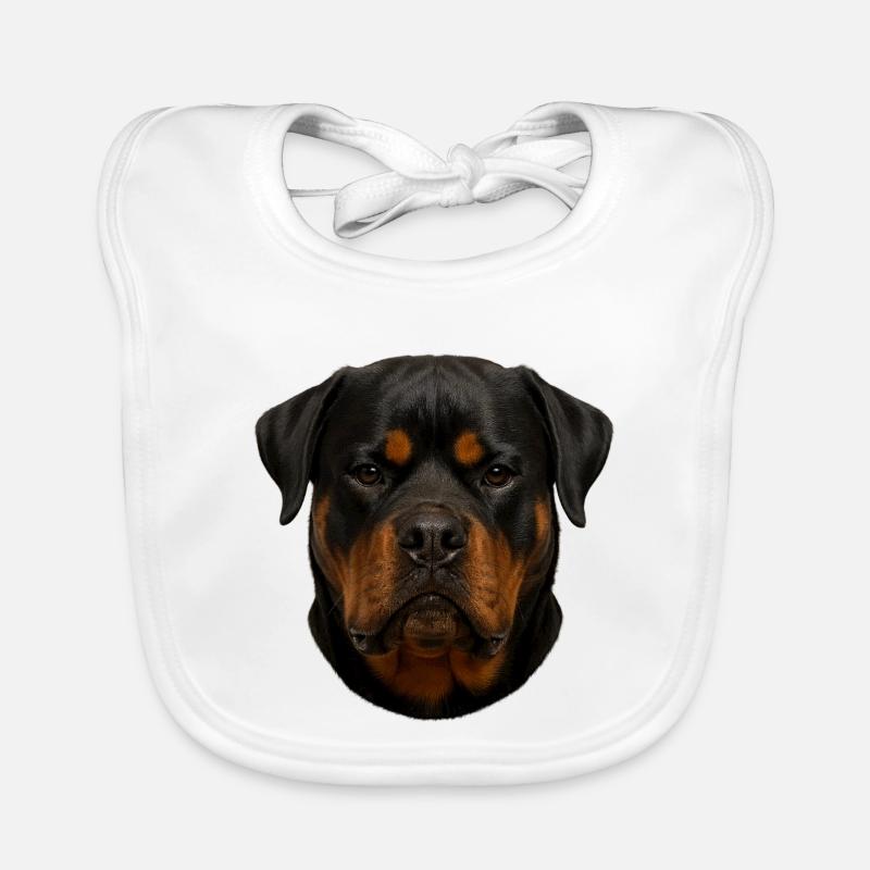Rottweiler Face Portrait Organic Baby Bibs