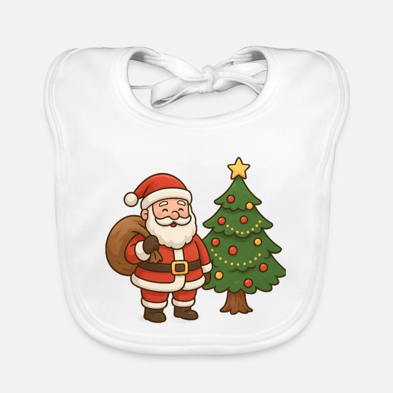 Weihnachtsmann mit Tannenbaum Illustration Baby Bio-Lätzchen