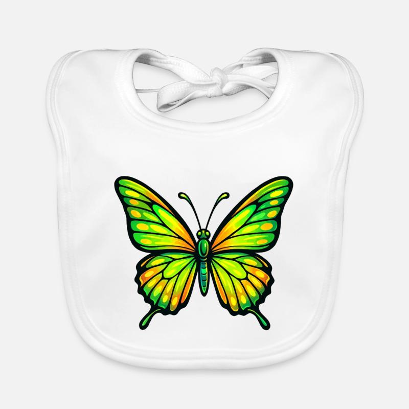 Papillon Vert Éclatant Jaune Bavoir bio Bébé