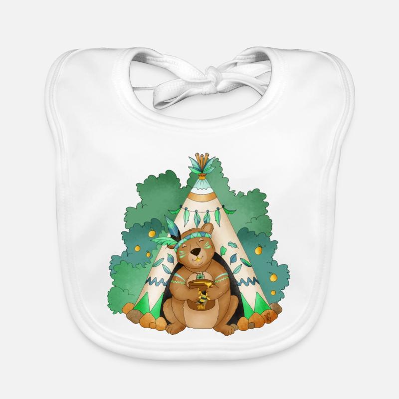 ours devant son tipi Bavoir bio Bébé
