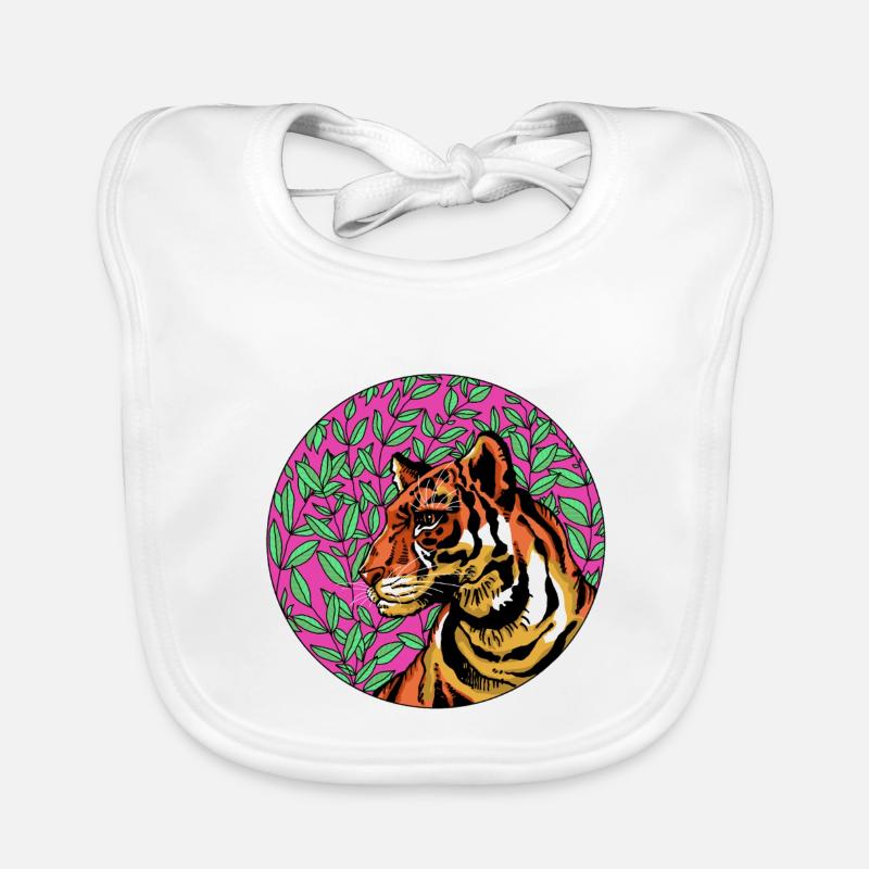Tigre en feuillage rose Bavoir bio Bébé