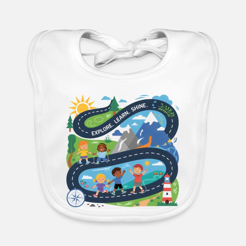 Motivational Gift Child Explore Learn Shine School Organic Baby Bibs