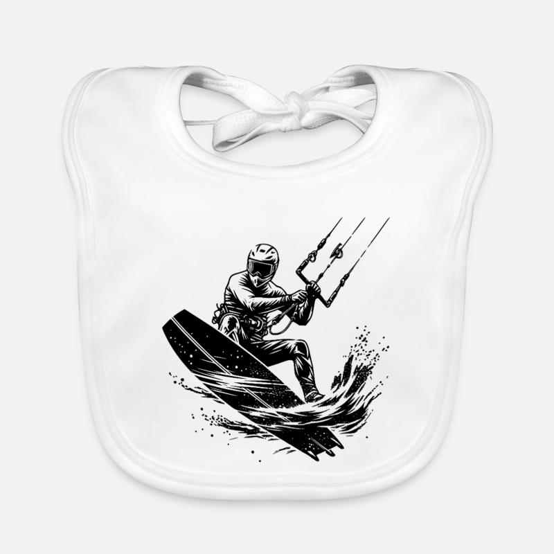 Kite surfing, seawater, wind, riding fun Organic Baby Bibs