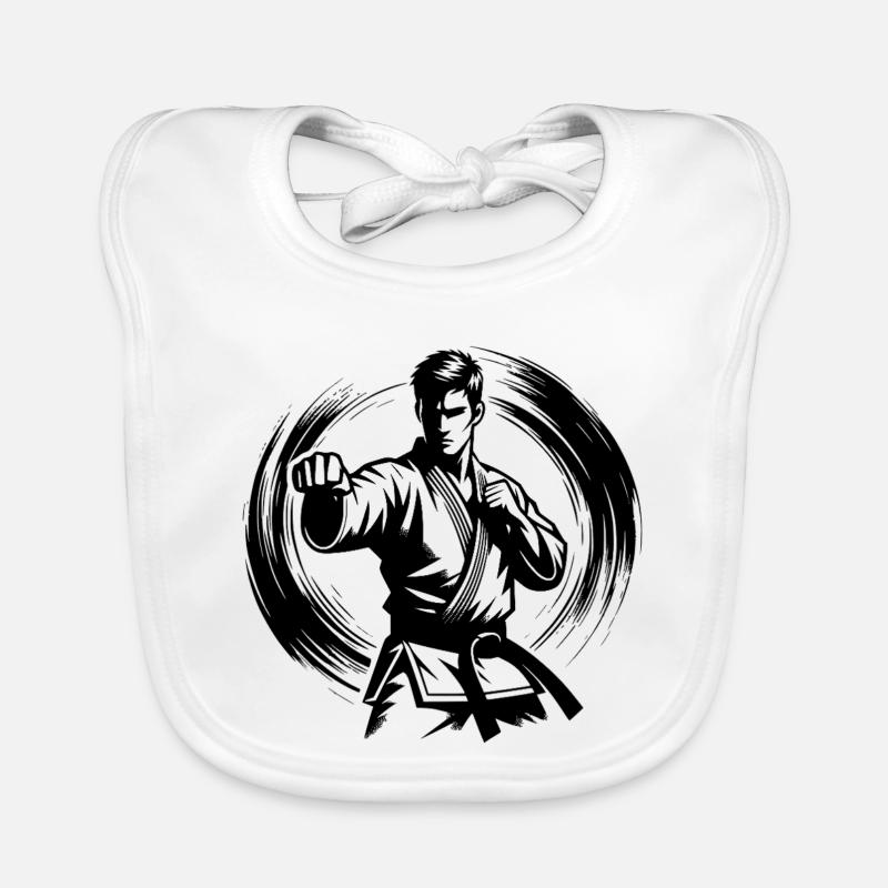 Dynamische Kampfpose Perfekte Karate Silhouette Baby Bio-Lätzchen