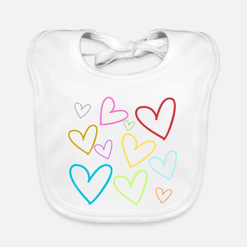 Multicolor Neon Hearts Organic Baby Bibs