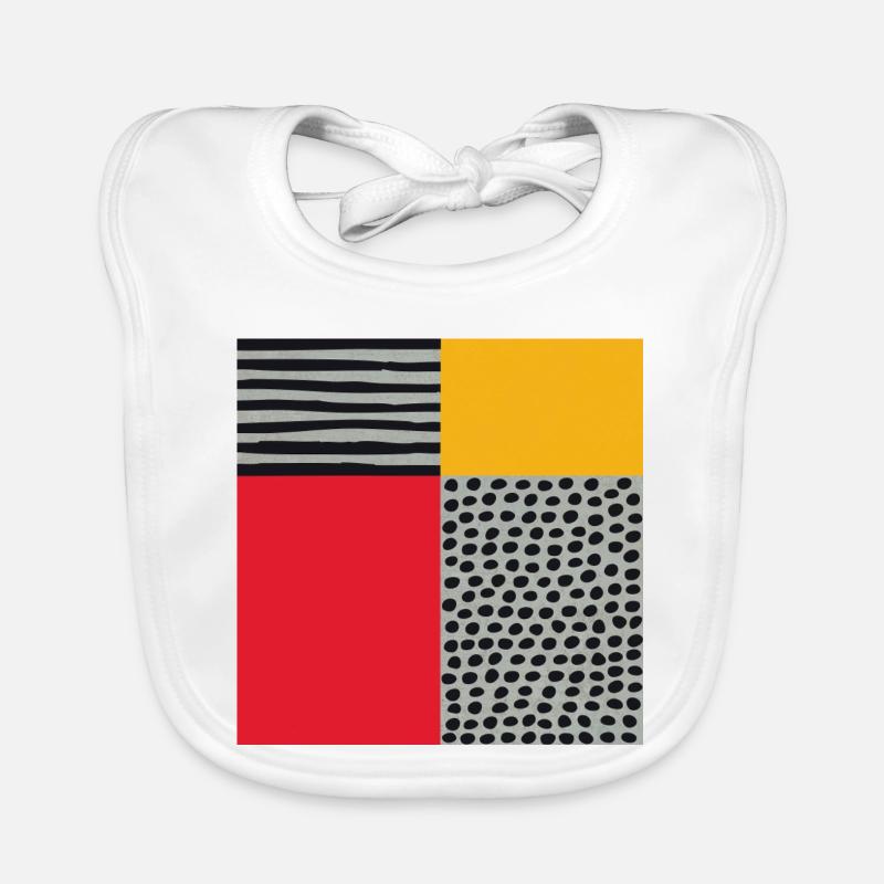 Scandi Art: Abstract Geometry in Red-Orange Organic Baby Bibs