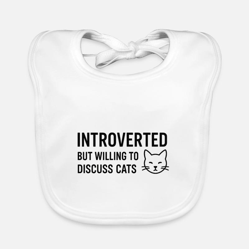 Introverti mais prêt à discuter des chats - Bavoir bio Bébé - blanc