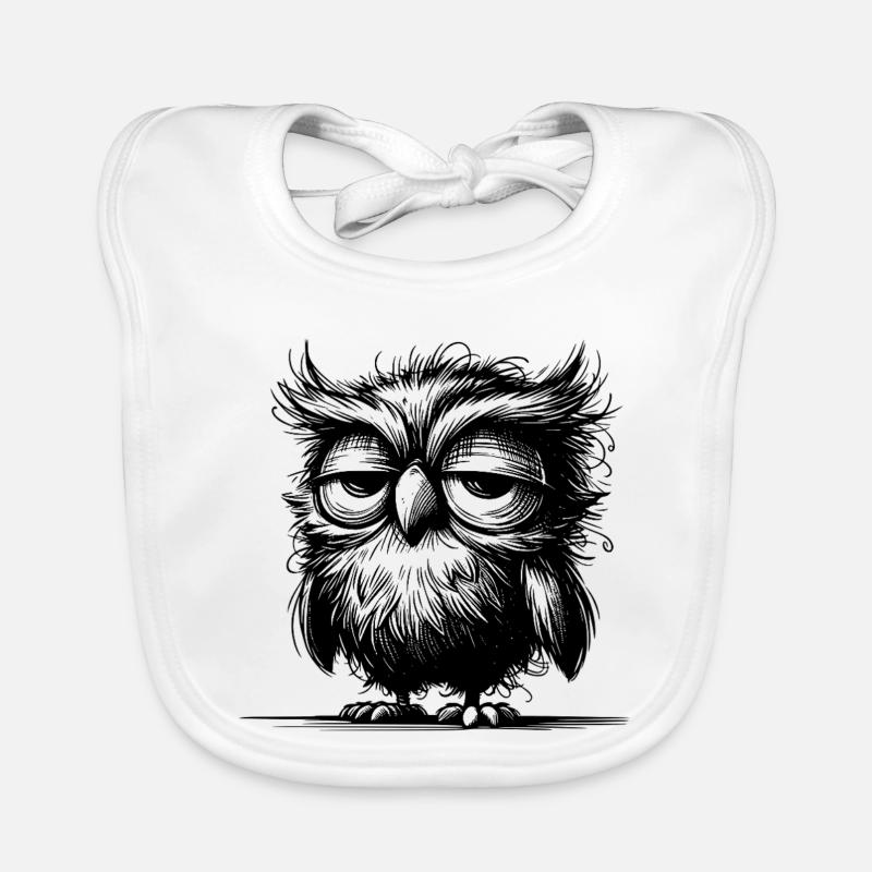 Hibou, je ne suis pas grognon, juste pas bien reposé Bavoir bio Bébé