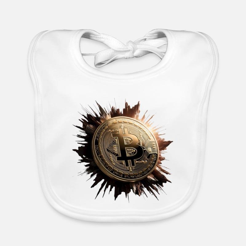 Bitcoin Coin Art Explosion Organic Baby Bibs