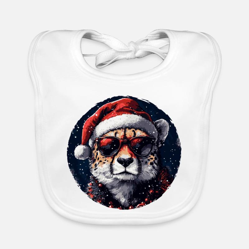 Père Noël léopard avec des lunettes de soleil Bavoir bio Bébé