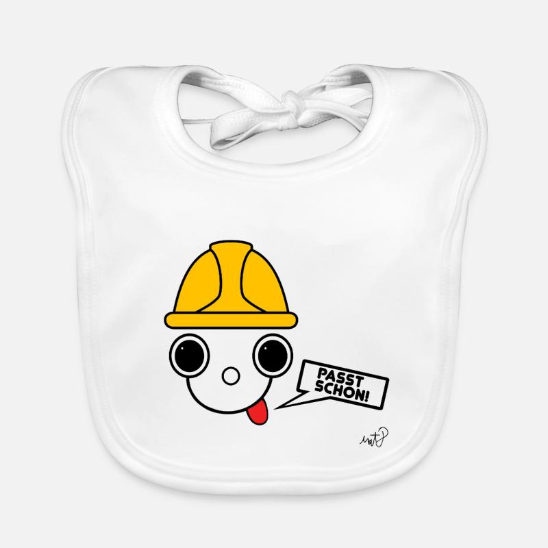 Koppie avec un casque d’ouvrier du bâtiment - Bavoir bio Bébé - blanc