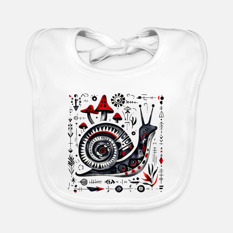 Escargot d’art populaire aux champignons – Design rétro Bavoir bio Bébé