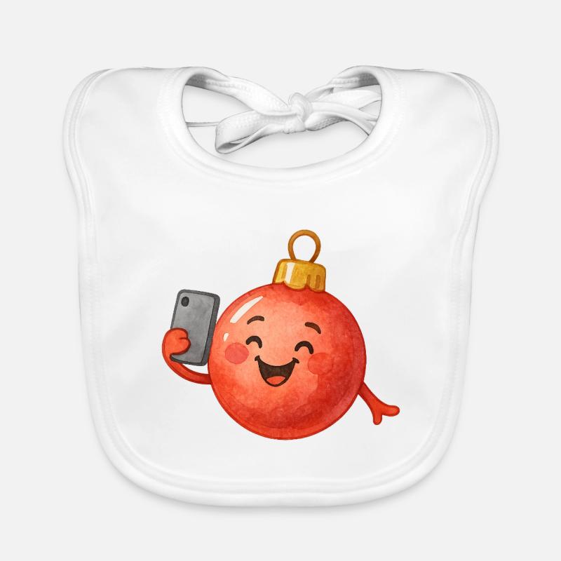 Fröhliche Weihnachtskugel Selfie Baby Bio-Lätzchen