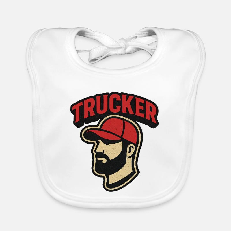 Trucker Kopf mit rotem Cap Baby Bio-Lätzchen