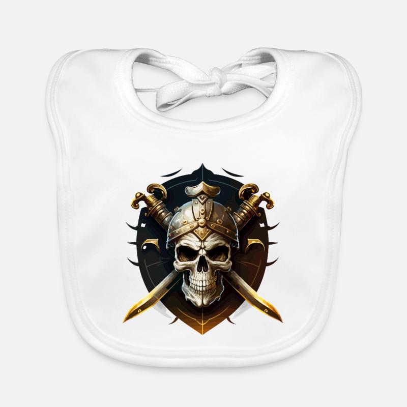 Schädelkrieger mit Helm und Klingen Baby Bio-Lätzchen