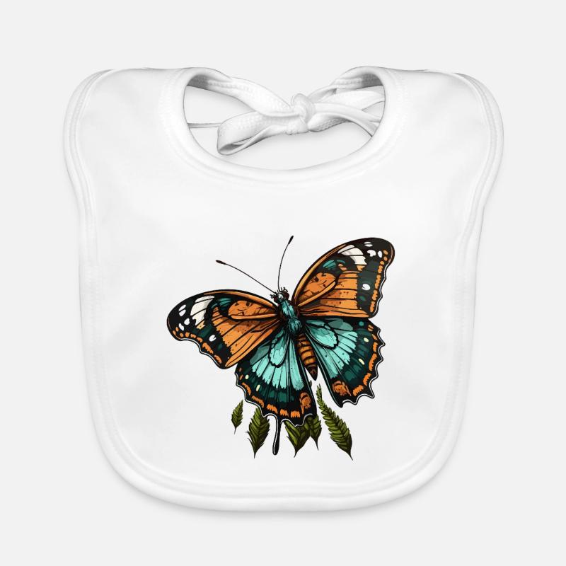Papillon sarcelle orange Bavoir bio Bébé