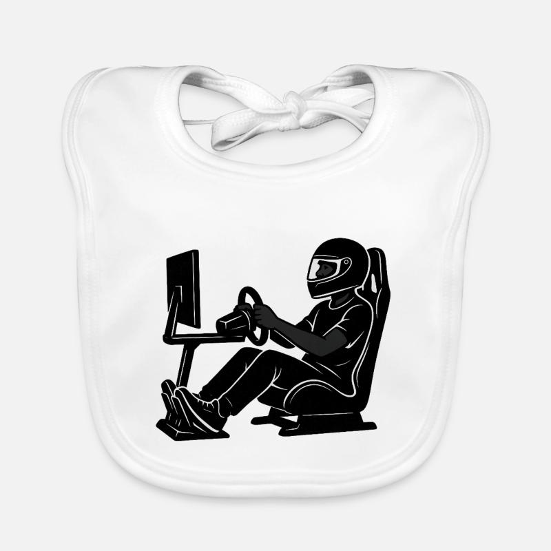 Sim Racer Driver Silhouette Gaming Bavoir bio Bébé