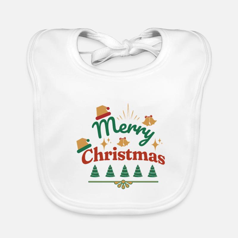 Merry Christmas Retro Print Organic Baby Bibs