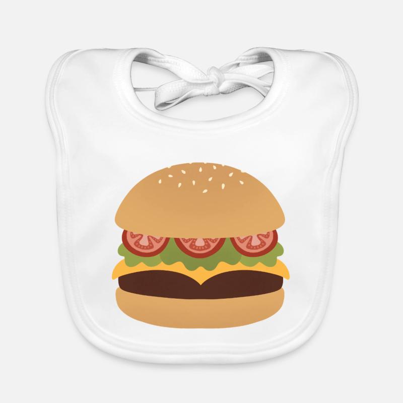 Classic Burger Flat Art Organic Baby Bibs