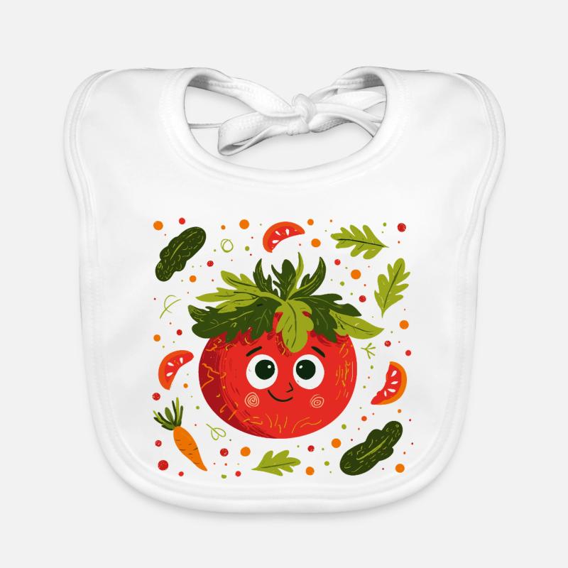 Tomate joyeuse avec une couronne d’herbes Bavoir bio Bébé