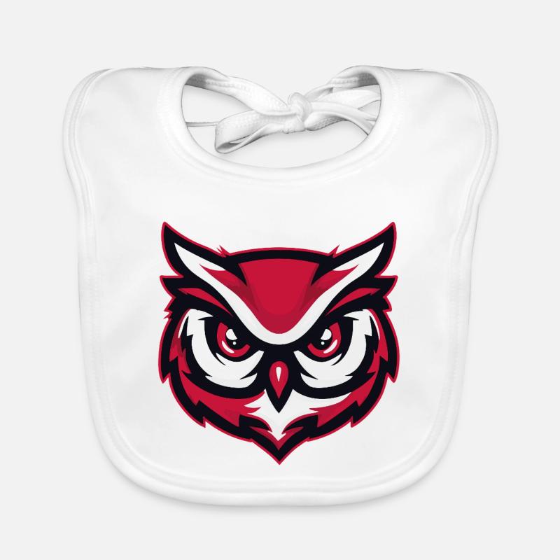 Maskottchen Eule Red White Baby Bio-Lätzchen