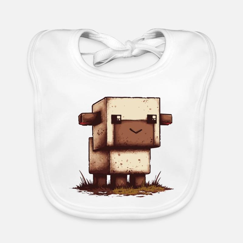 Look rétro de Pixel Sheep - Bavoir bio Bébé - blanc