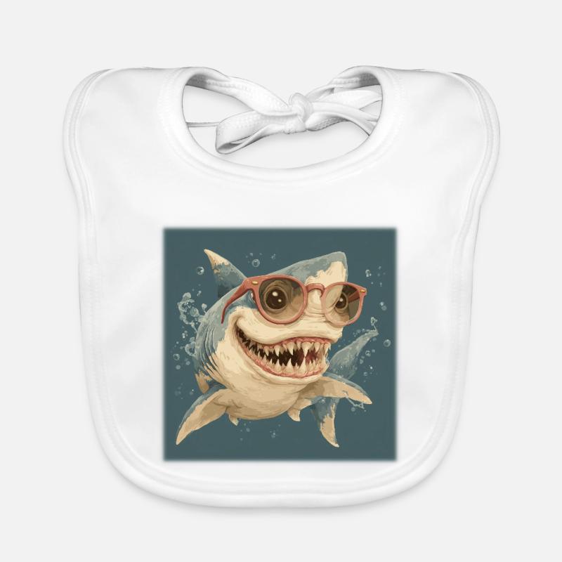 Coolest shark with sunglasses – holiday vibes! Organic Baby Bibs