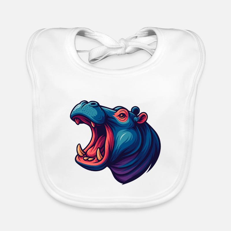 Neon hippo with an open muzzle Organic Baby Bibs