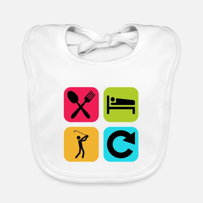 Manger Dormir Golf Répéter Citation drôle Golfeur Bavoir bio Bébé