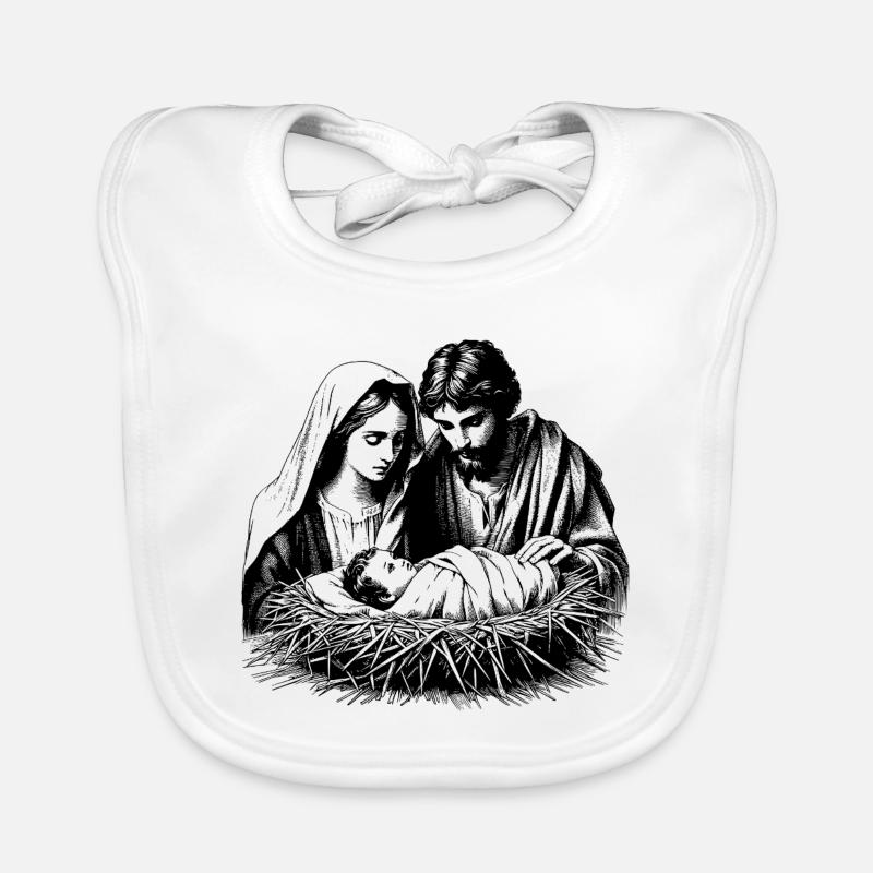 Weihnachtskrippe mit der Sagrada Familia Baby Bio-Lätzchen