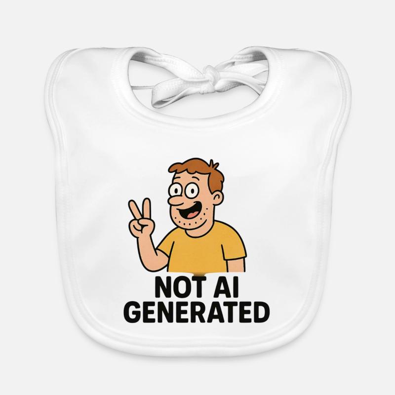 Not AI Generated Cartoon Tee Organic Baby Bibs