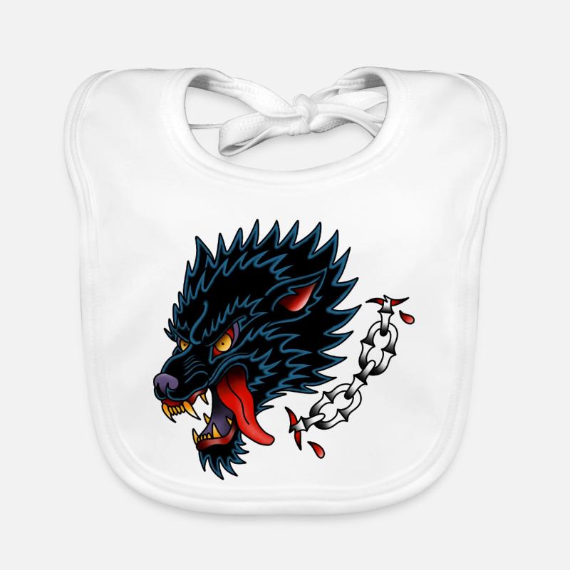 Style de tatouage à l’ancienne Black Wolf Bavoir bio Bébé