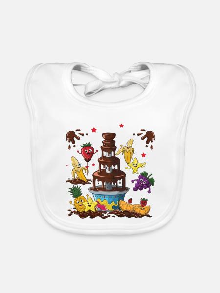 Fontaine à chocolat Fruit Friends Design - Bavoir bio Bébé - blanc - Devant