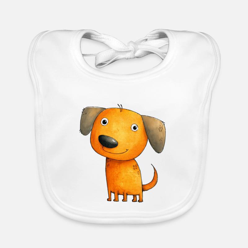 Petit Chien Orange – Dessin Joyeux pour Enfants Bavoir bio Bébé