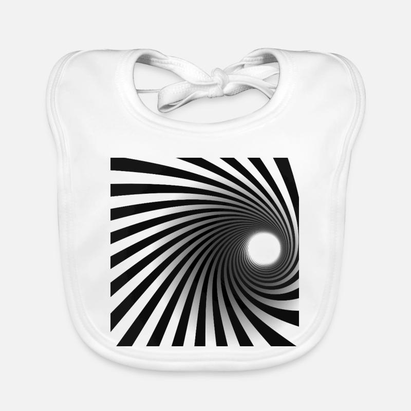 Schwarzer weißer Spiralwirbel - Baby Bio-Lätzchen - Weiß