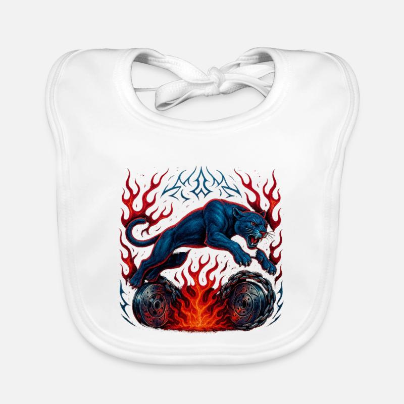 Blue panther over flames Organic Baby Bibs