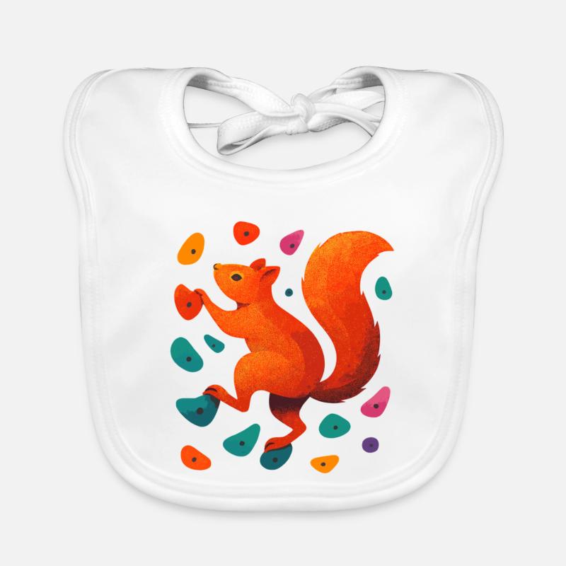 Bouldern Eichhörnchen Klettern Motivation Geschenk Baby Bio-Lätzchen