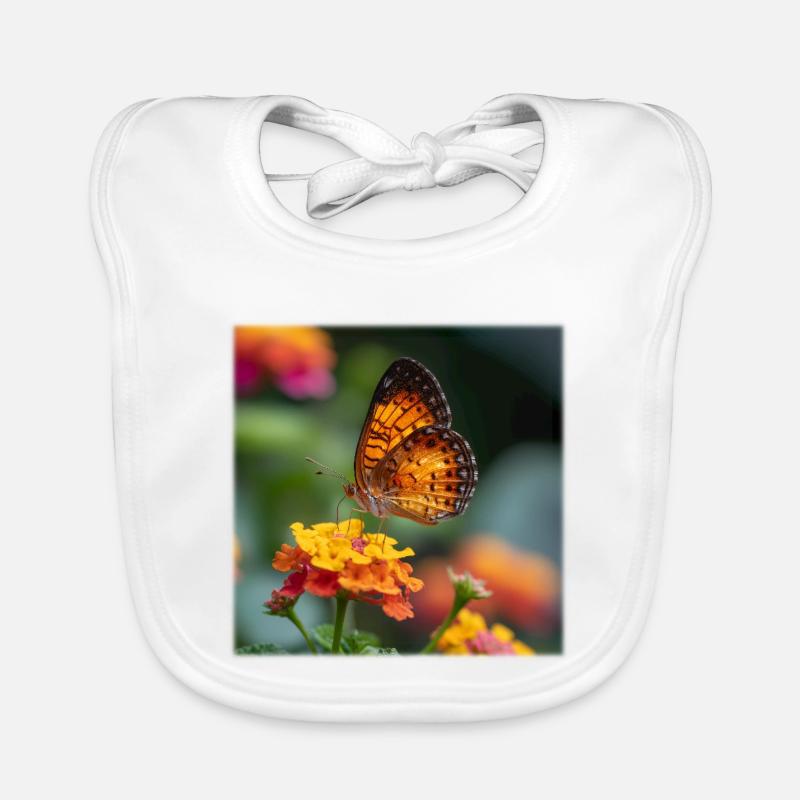 Papillon doré sur fleur éclatante Bavoir bio Bébé