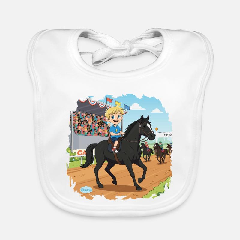 Bouno reitet ein Pferd - Kleiner Reiter Comic Baby Bio-Lätzchen