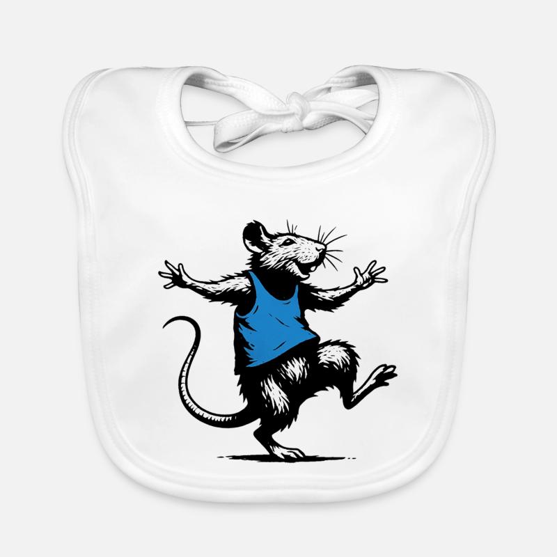 Tanzende Ratte Blau Baby Bio-Lätzchen