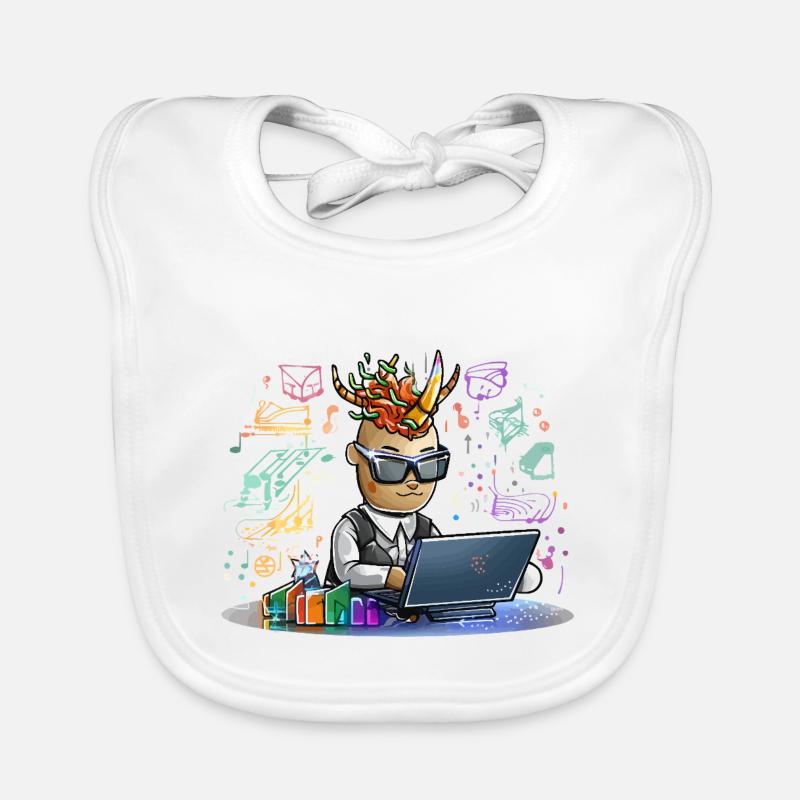Infernal designer on laptop Organic Baby Bibs
