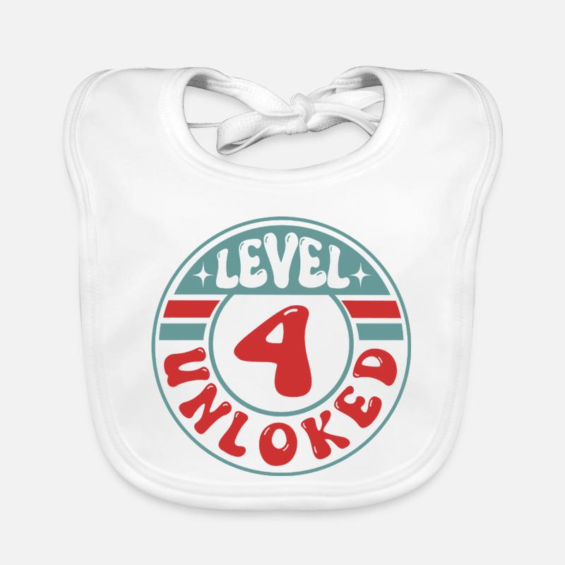 Level 4 Unlocked – Cooles Gamer Geburtstagsdesign Baby Bio-Lätzchen