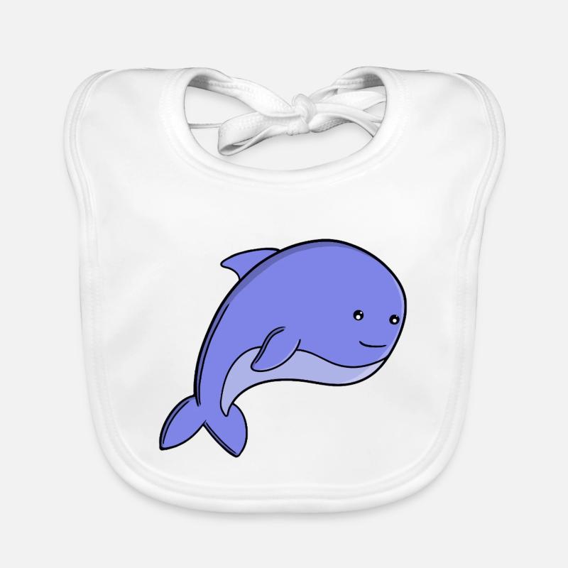 Süßer blauer Fisch-Kawaii-Delfin- oder Schweinswal-Cartoon Baby Bio-Lätzchen